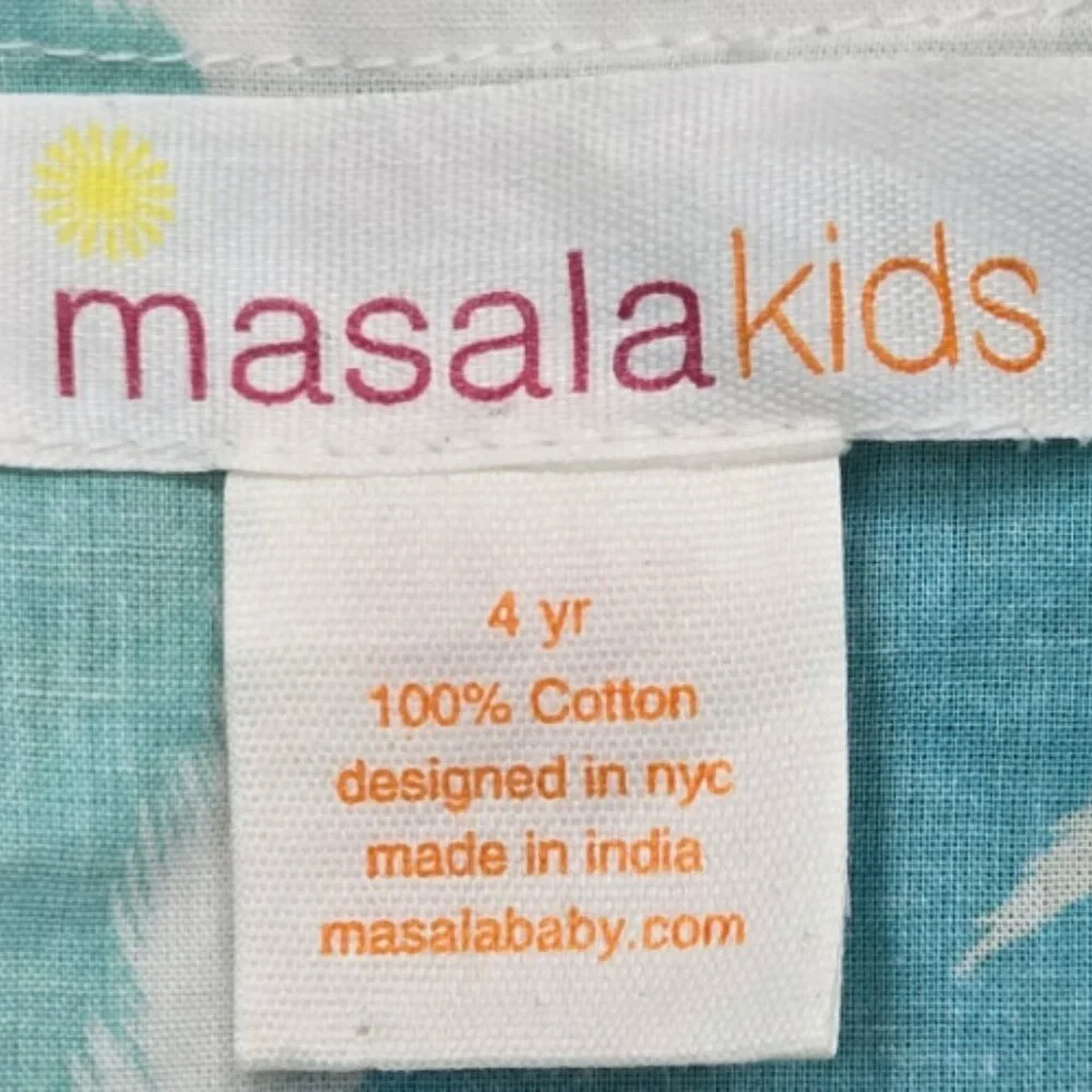 Masala Kids Blue Green Hearts Sleeveless Dress